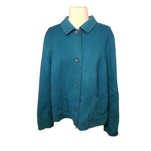 Talbots Professional Blazer Jacket Womens 18 Double-faced Wool Teal Office NWT